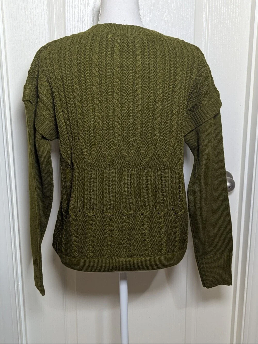 Workshop Knit Sweater Boho Olive Green Women's Size Medium Long Sleeve Pullover